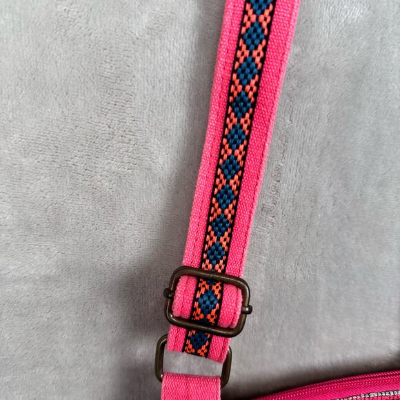 America And Beyond Crossbody Purse Pink Striped Embroidered Tassel Boho Festival - Picture 3 of 12